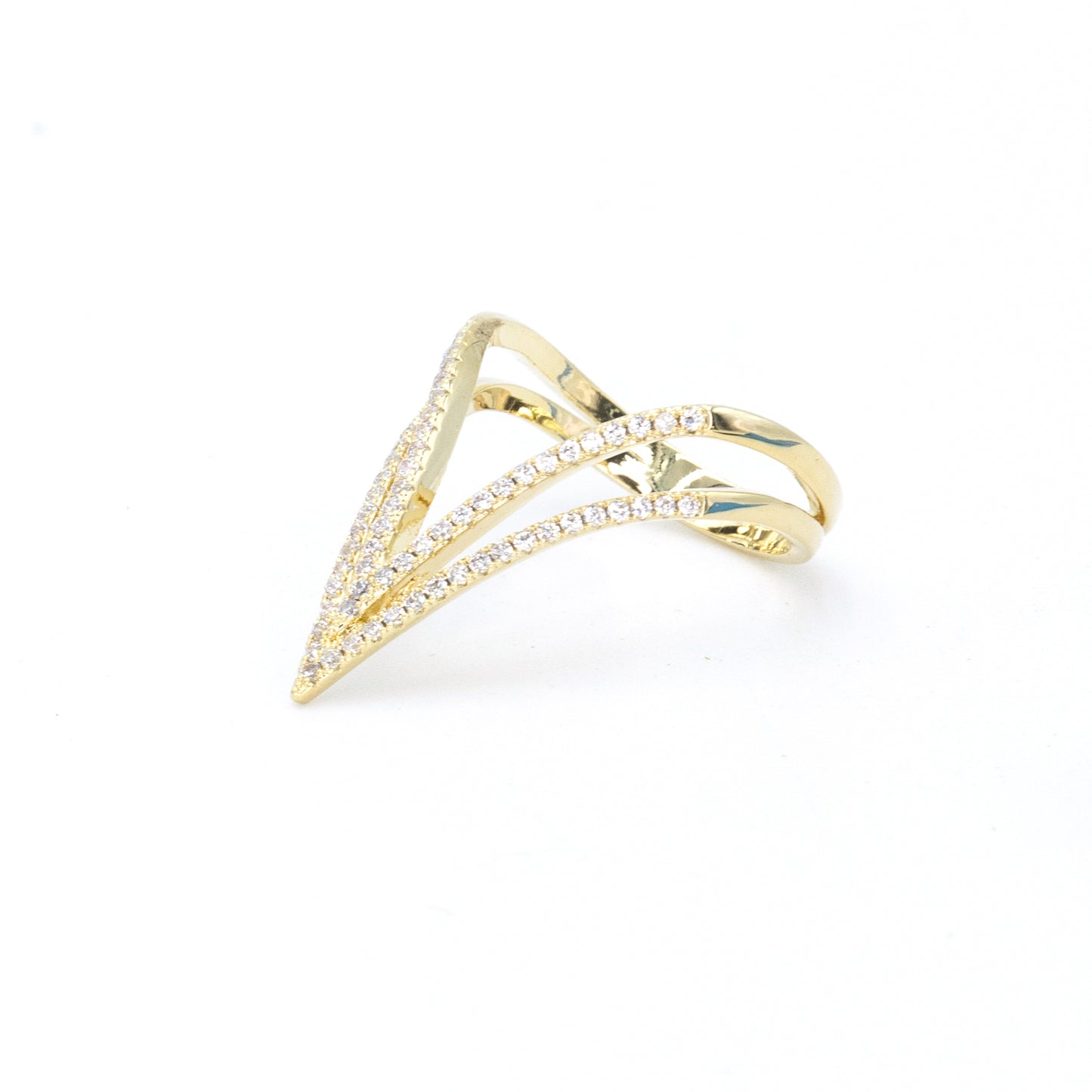 The Pave V Ring in Gold