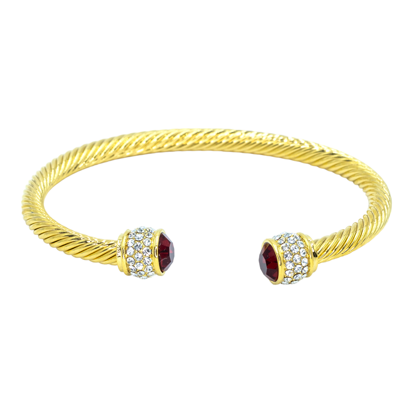 Gold plated bangle w/ CZ stones and ruby stone