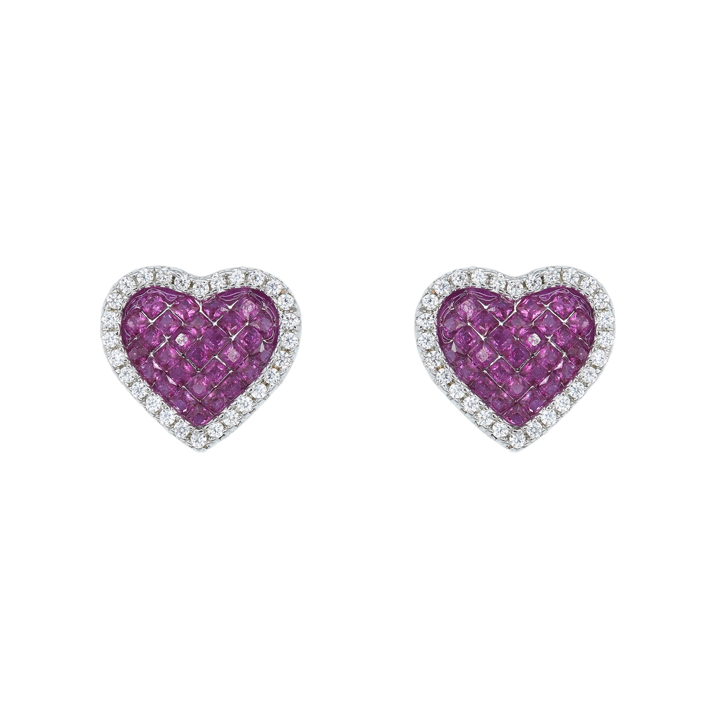 Pink Sweetheart Studs White Gold