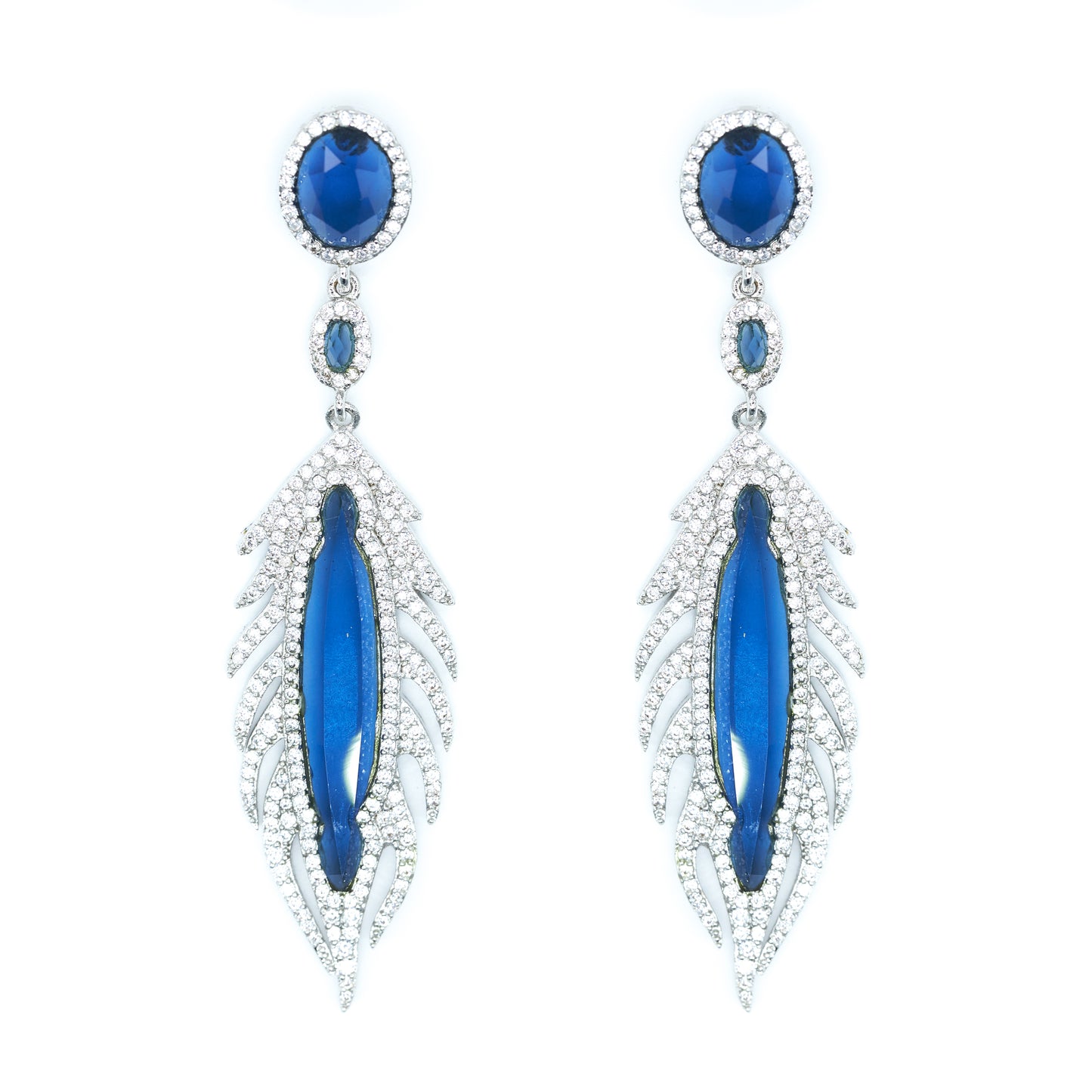 Sapphire Feather Drop Earrings Default Title