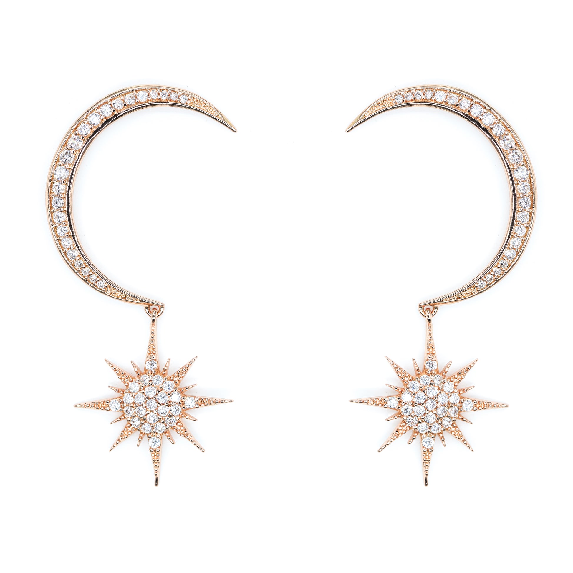 Dripping Star Moon Earrings Gold Default Title