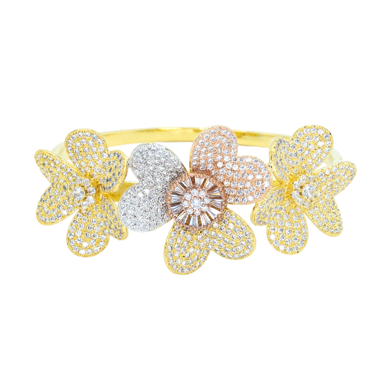 Colored Pave Flower Cuff