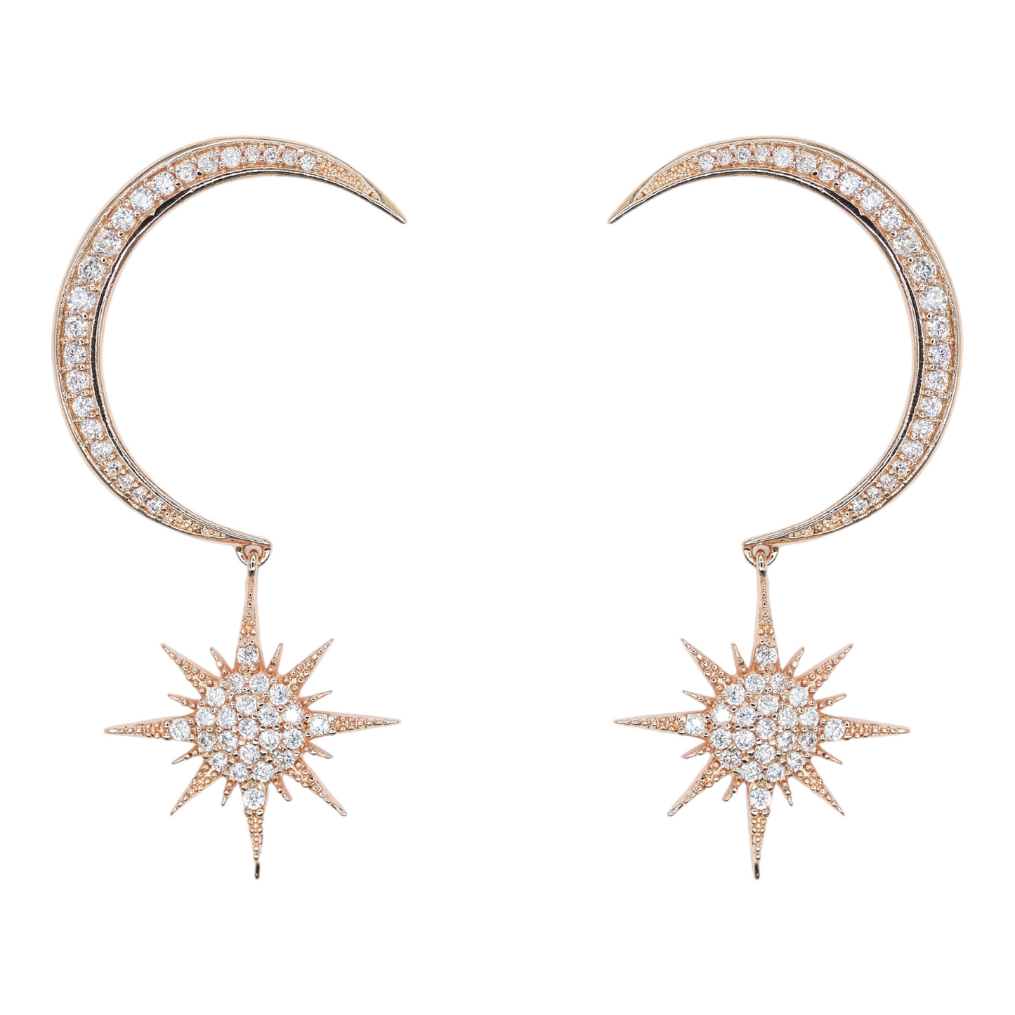 Dripping Star Moon Earrings Gold