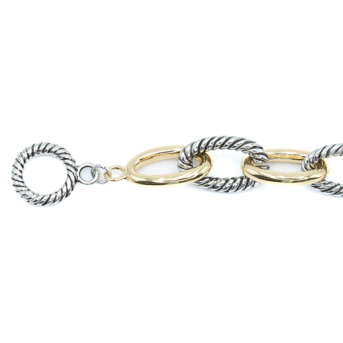 Link cable bracelet w/ rhodium and gold plating Default Title