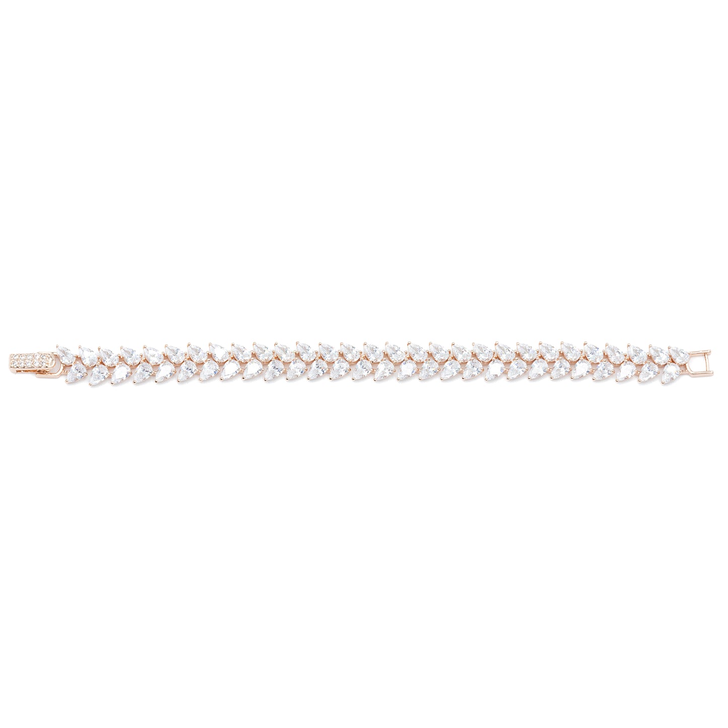 Tilted marquee tennis bracelet w/ 3A CZ stones rhodium RG plated Default Title