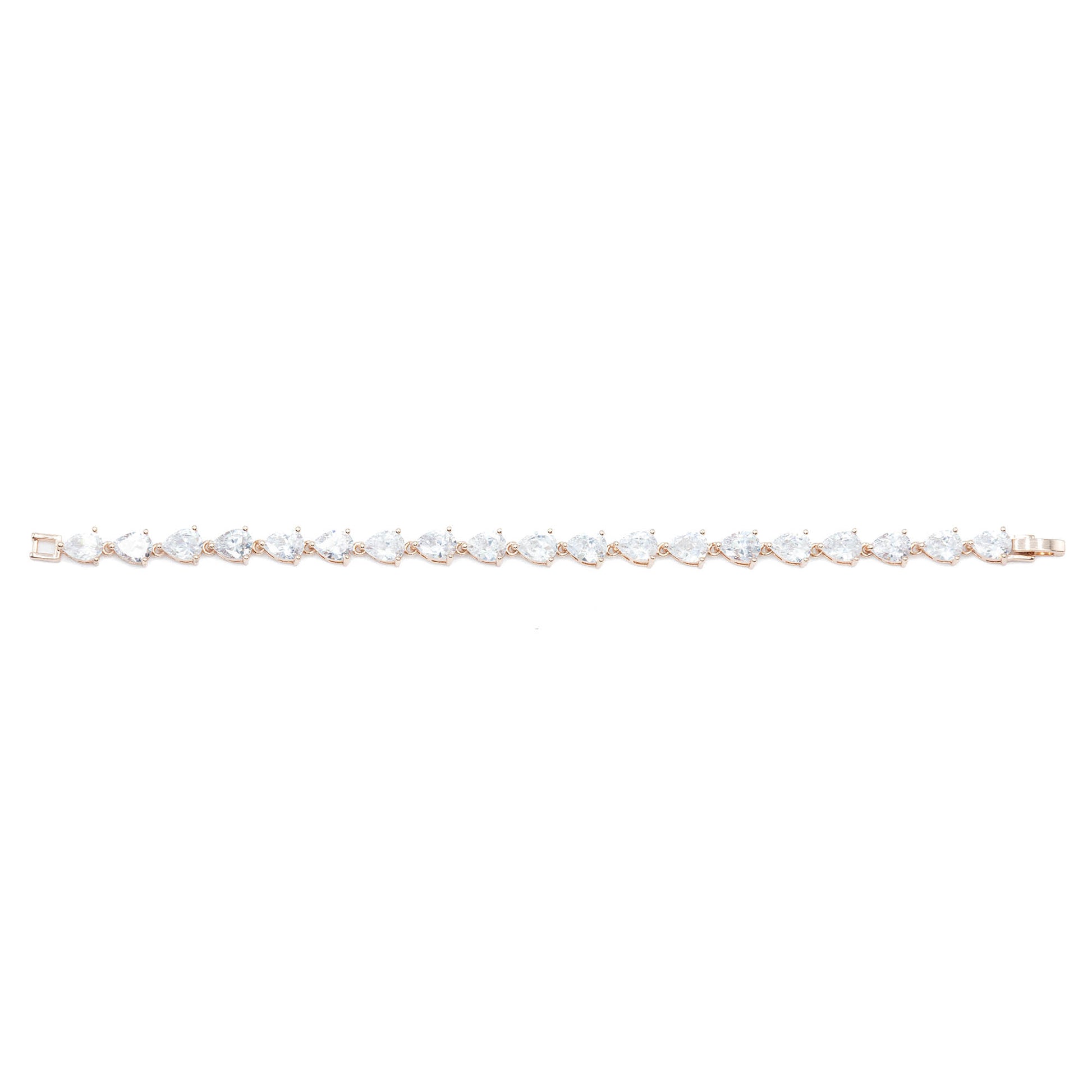 Pear shape tennis bracelet w/ 3A CZ stones rhodium RG plated Default Title