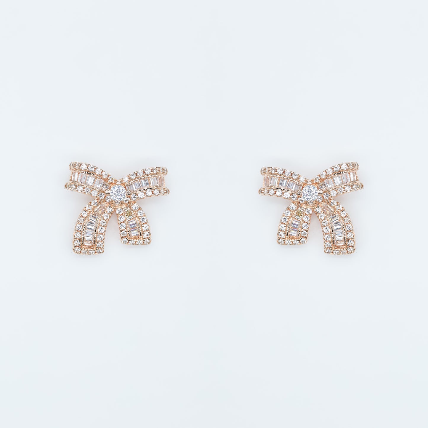 Rose Gold Pave Bow Studs