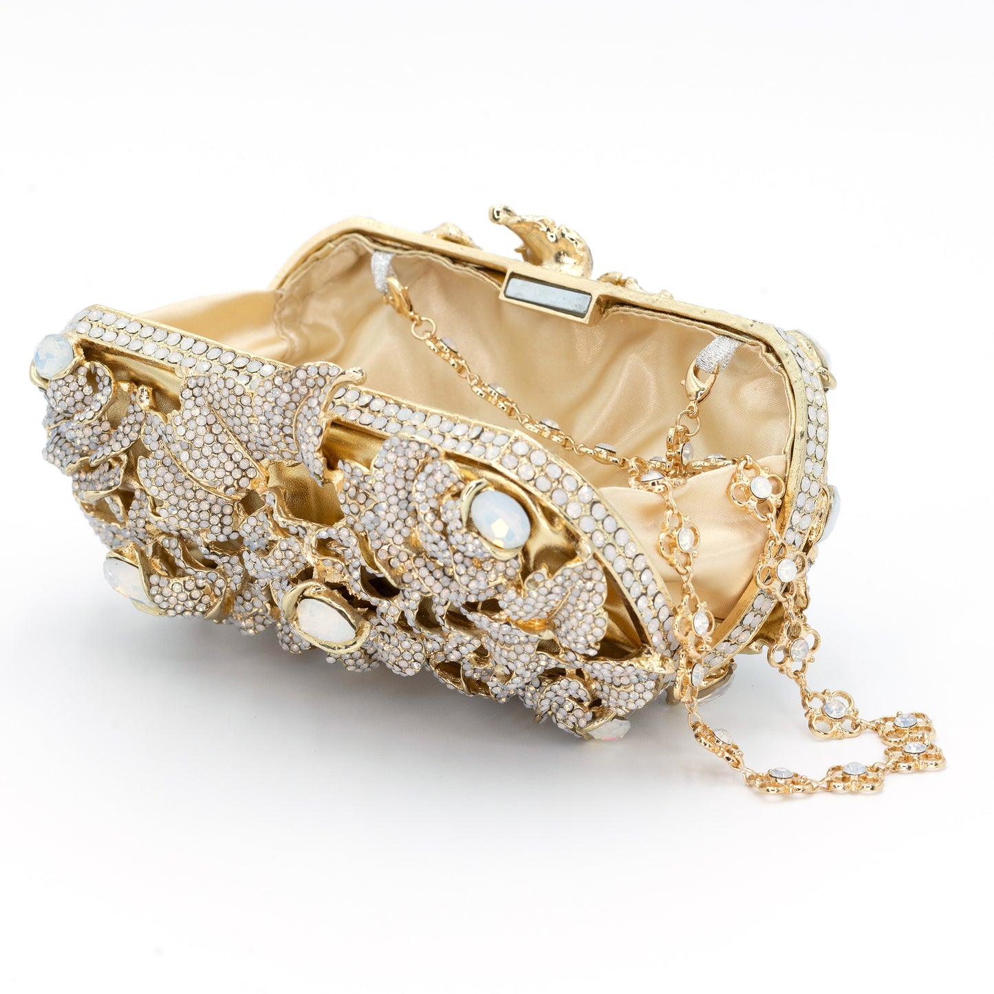 Golden Tulip With White Opal Clutch