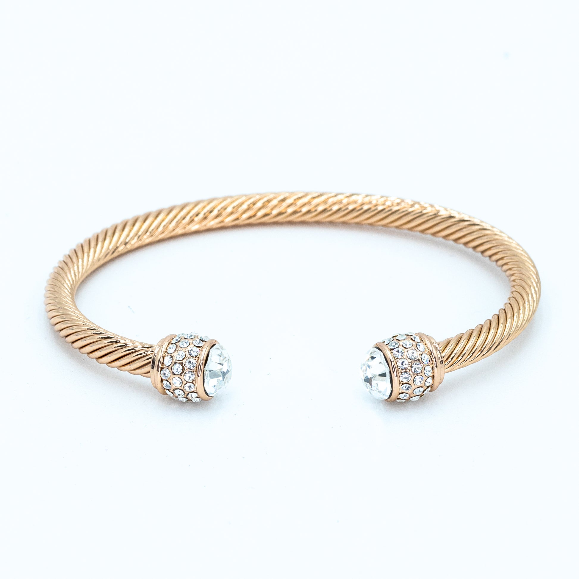 Rosegold plated bangle w/ CZ stones and clear stone Default Title