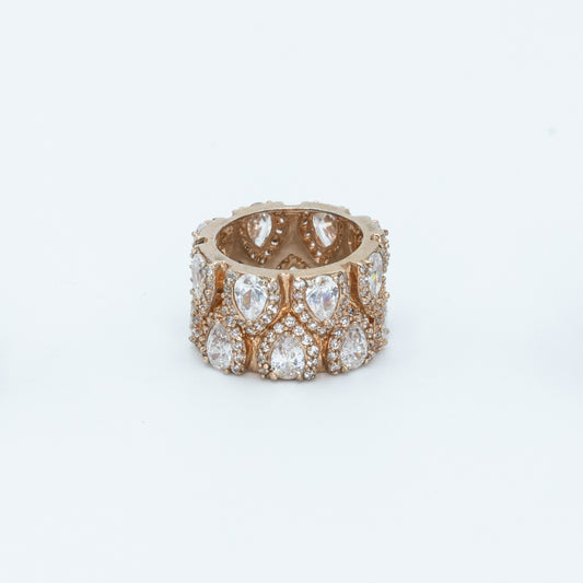 Thick pave n teardrop band w/ 3A CZ stones rhodium RG plated Default Title